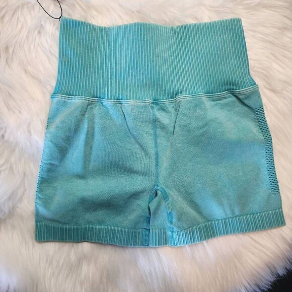 Stone Washed Seamless High Waisted Shorts, - Picture 1 of 1